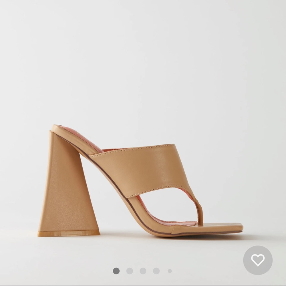 Oh Polly Toe Post Leatherette Mule Heels